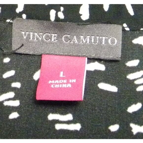 Vince Camuto Size L Black & White Abstract Hi-Low Sleeveless Tank Top Layer - Picture 4 of 7